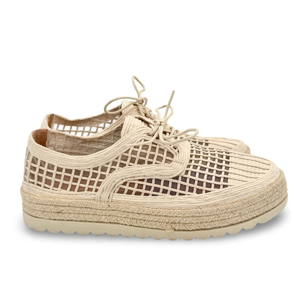 Love Rio Women Elsie Espadrille Sneakers 10 Natural Woven Lattice Lace Up Brazil